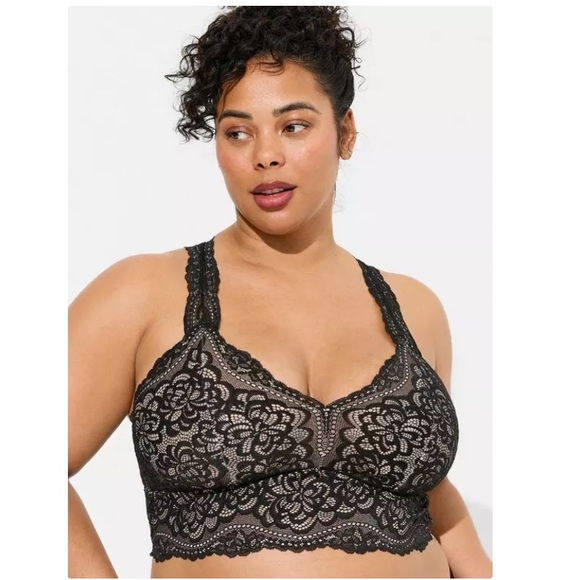 torrid Other - NWT Torrid Curve Floral Lace Knit Wireless Racerback Bralette Black 2X